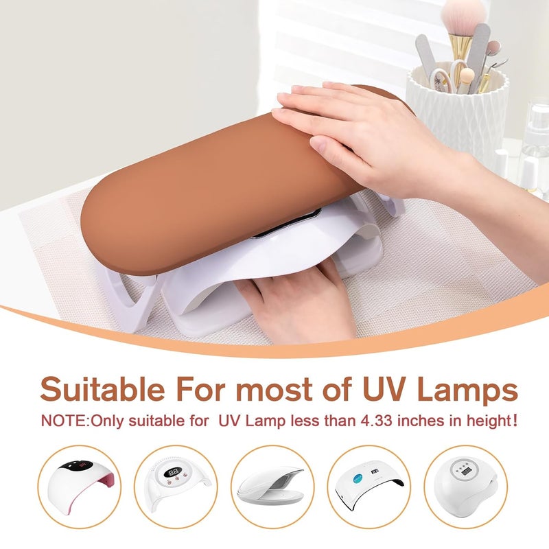 Subay Arm Rest for Nails Tech, Foldable PU Leather Nail Hand Rest for Hand Holder, Arm Rest Pillow Stand with Nail Art Table Mat for Manicure, Nail Art Accessories Tool for Salon Home Use - Caramel - Image 3